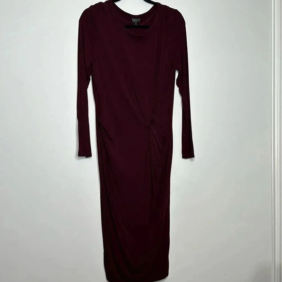 Top Shop Burgundy Side Knot Dress - Picture 2 of 10
